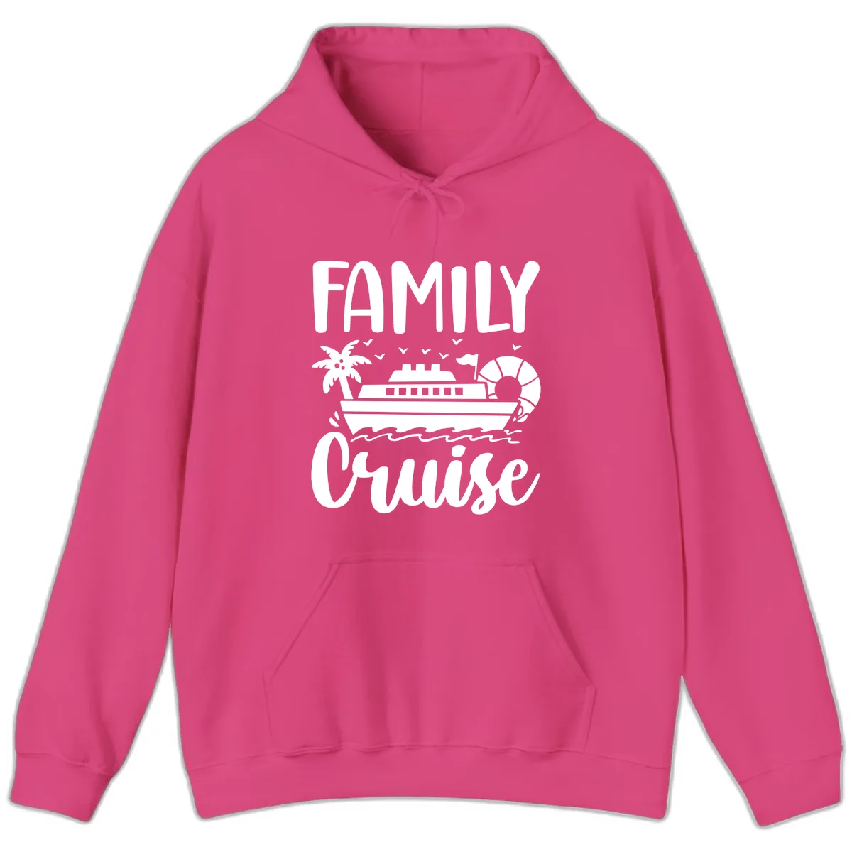 Family Cruise Vacation Hoodie in Heliconia