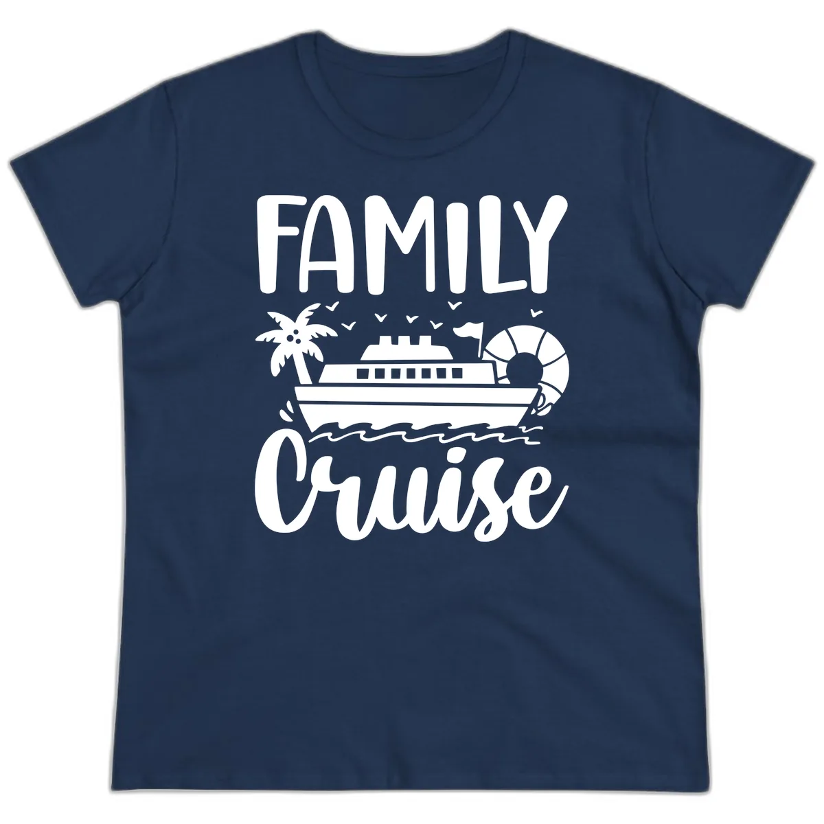 Family Cruise Vacation Ladies Tee in Navy