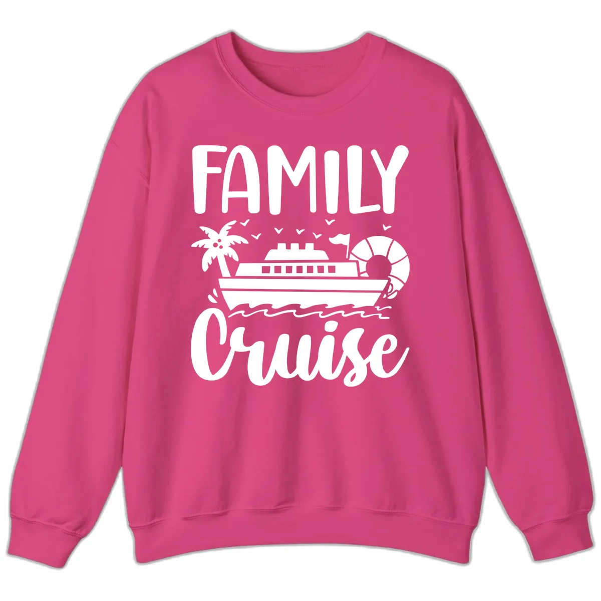 Family Cruise Vacation Sweatshirt in Heliconia