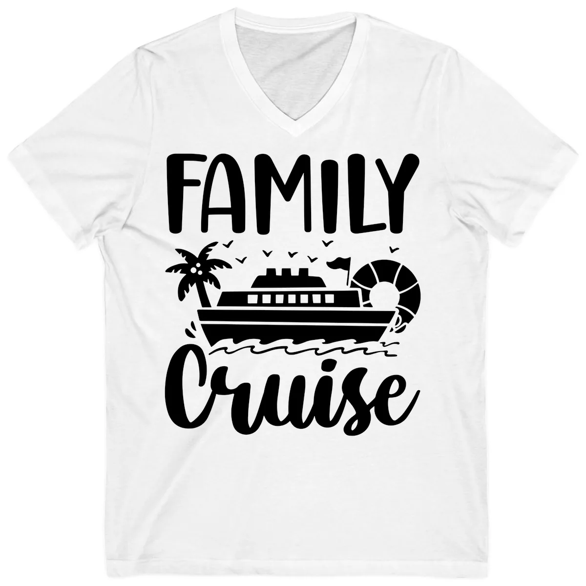 Family Cruise Vacation V-Neck in White