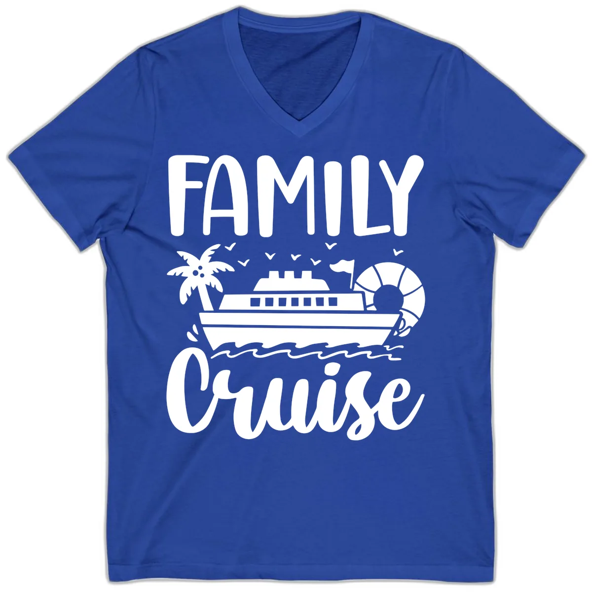 Family Cruise Vacation V-Neck in True Royal