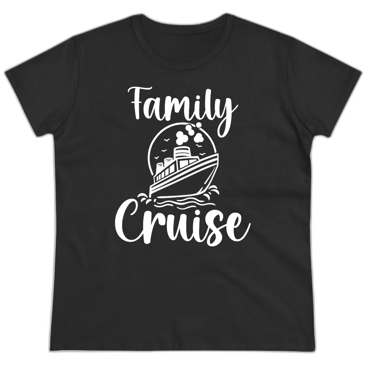 Family Cruise Adventure Ship Ladies Tee in Black