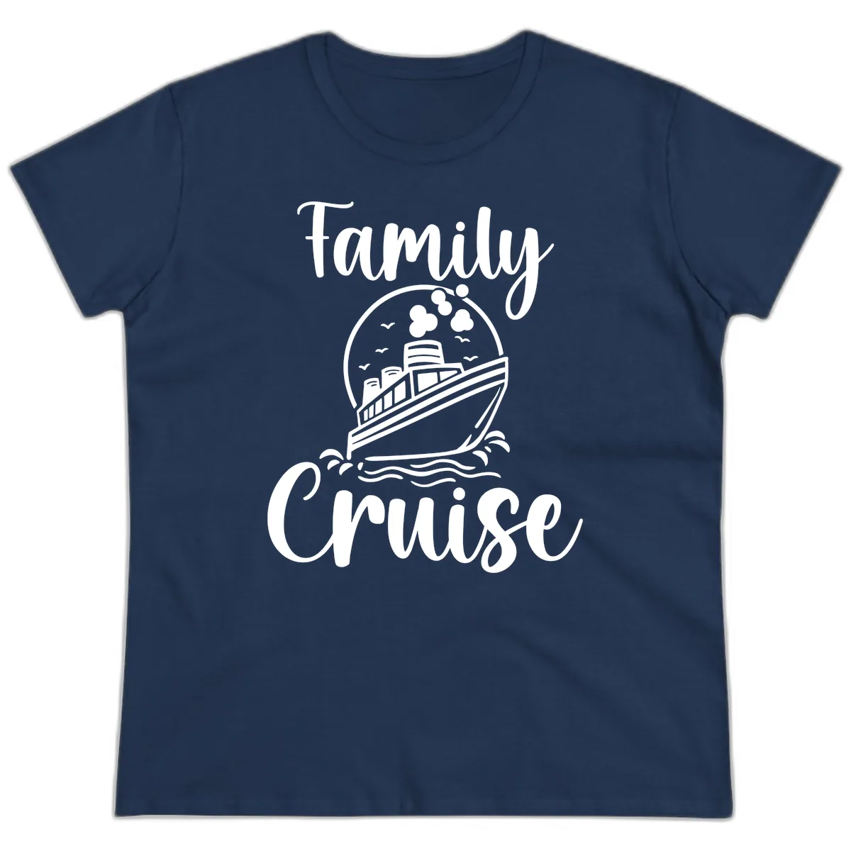 Family Cruise Adventure Ship Ladies Tee in Navy