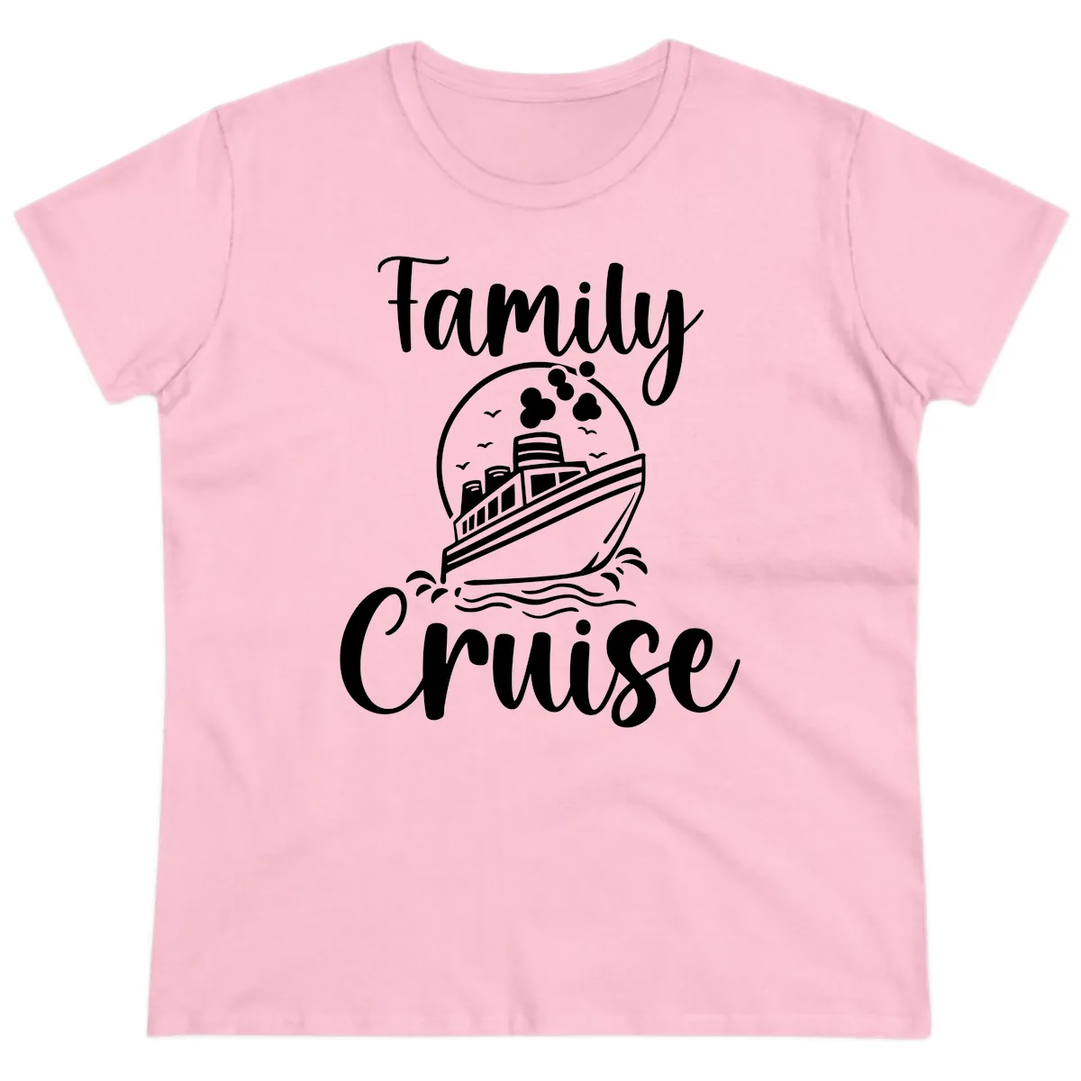 Family Cruise Adventure Ship Ladies Tee in Light Pink