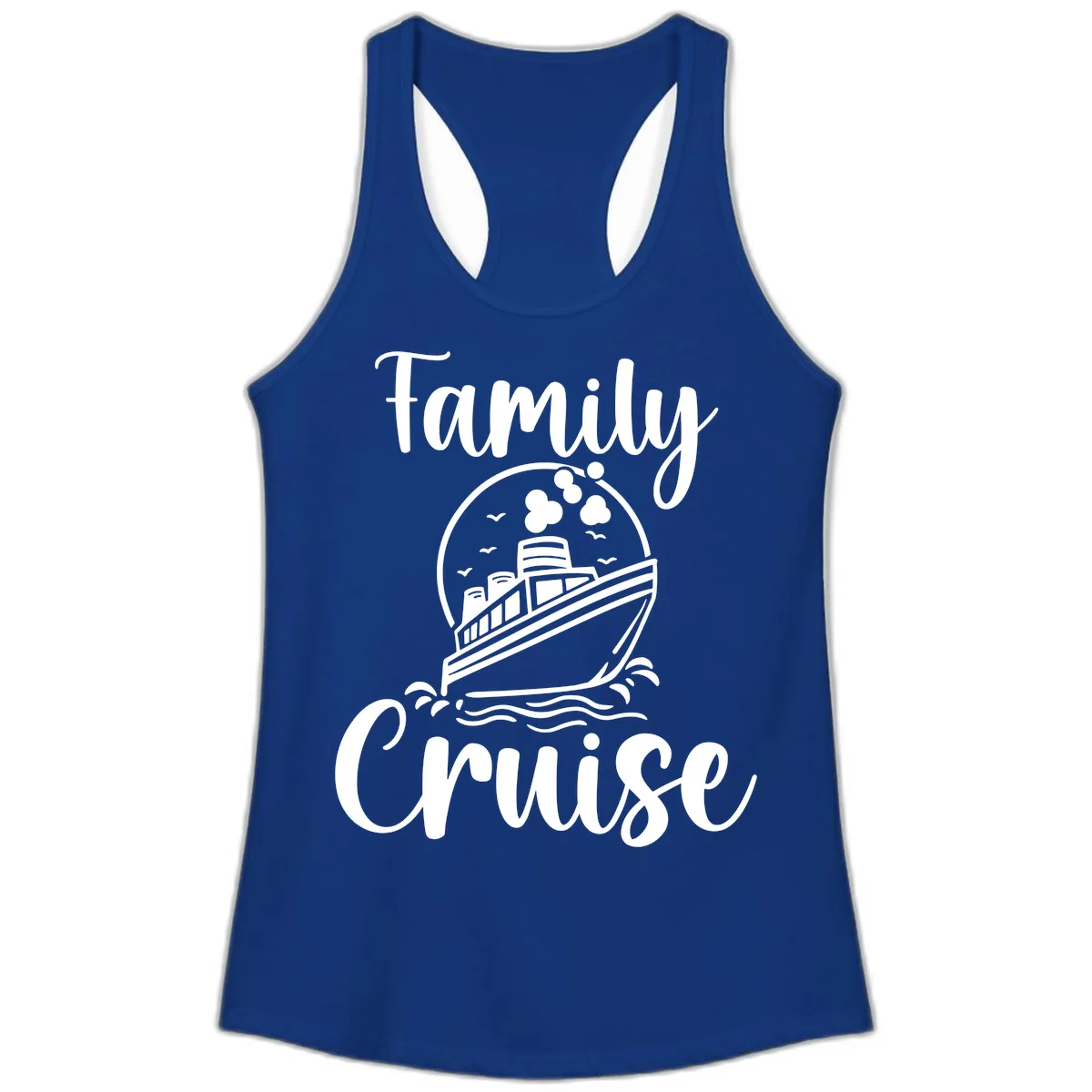 Family Cruise Adventure Ship Ladies Tank in Solid Royal