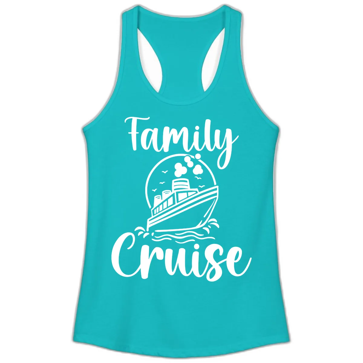Family Cruise Adventure Ship Ladies Tank in Tahiti Blue