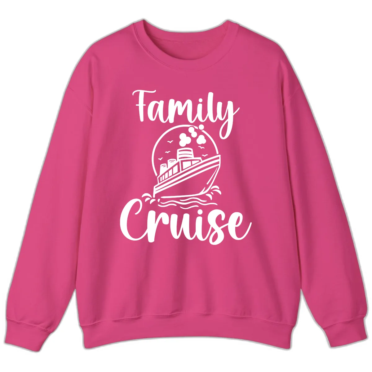 Family Cruise Adventure Ship Sweatshirt in Heliconia