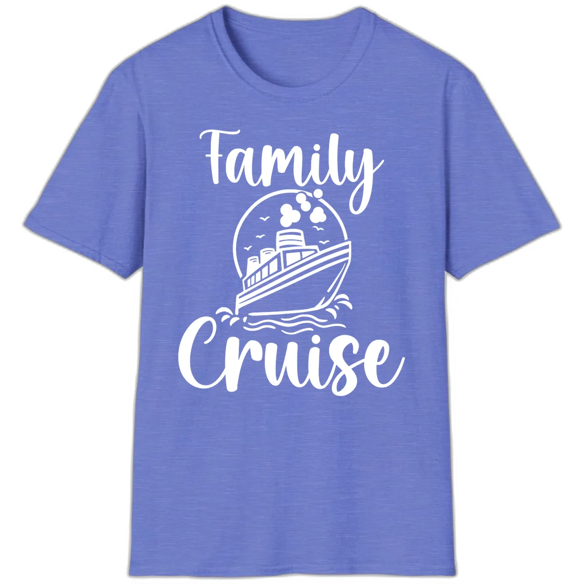 Family Cruise Adventure Ship T-Shirt in Heather Royal