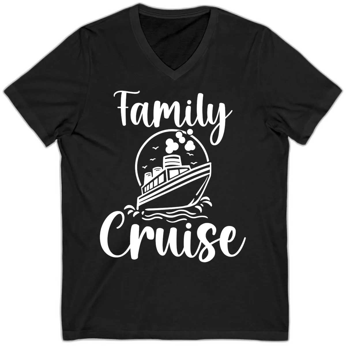 Family Cruise Adventure Ship V-Neck in Black