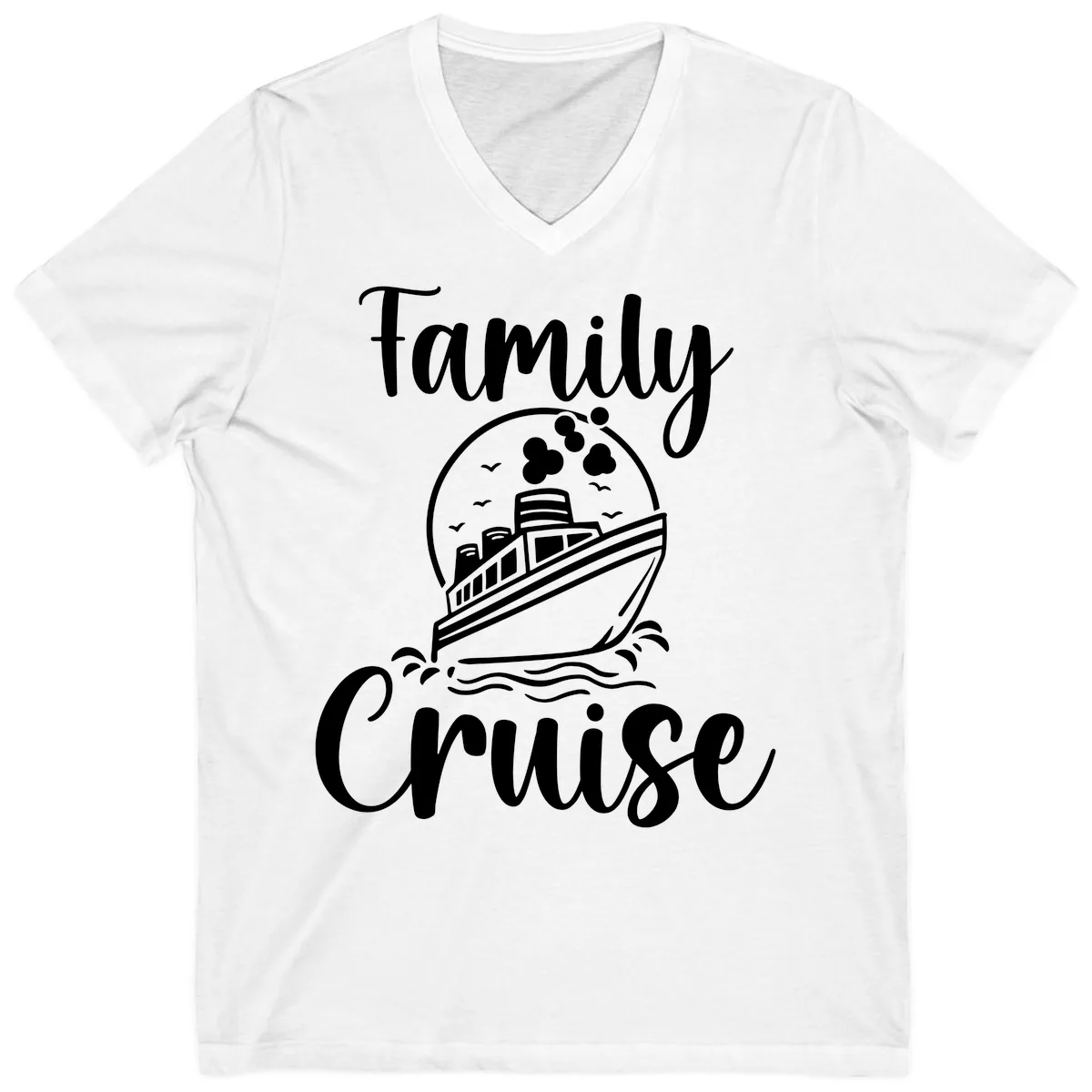 Family Cruise Adventure Ship V-Neck in White