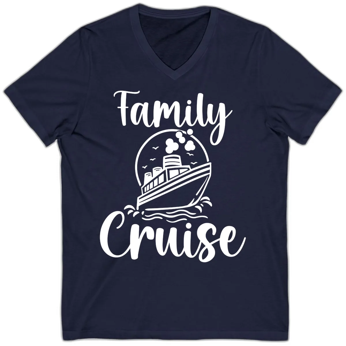 Family Cruise Adventure Ship V-Neck in Navy