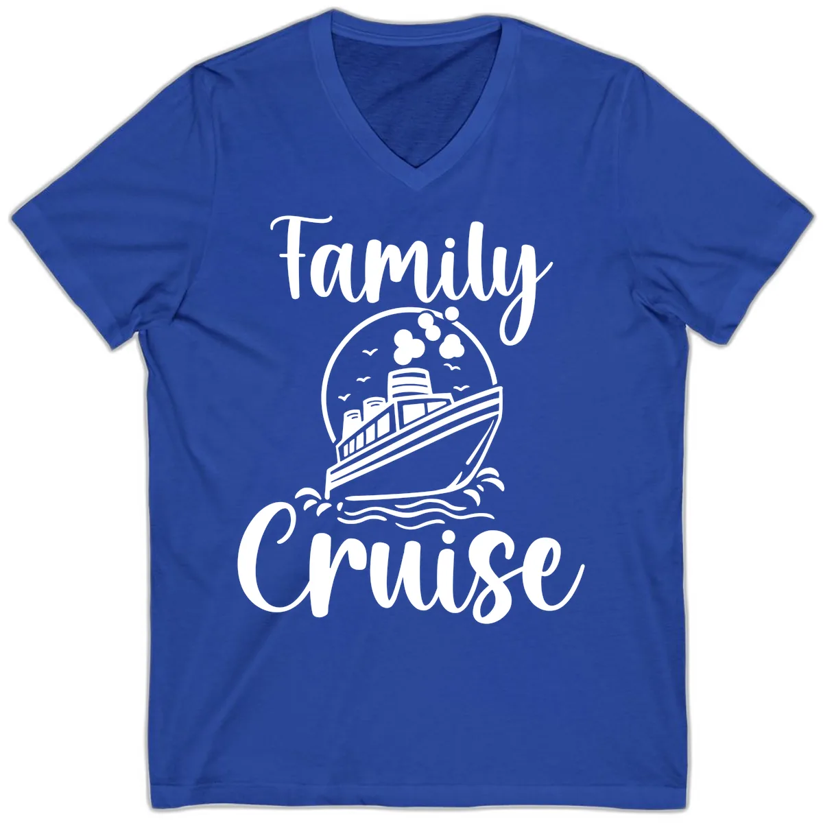 Family Cruise Adventure Ship V-Neck in True Royal