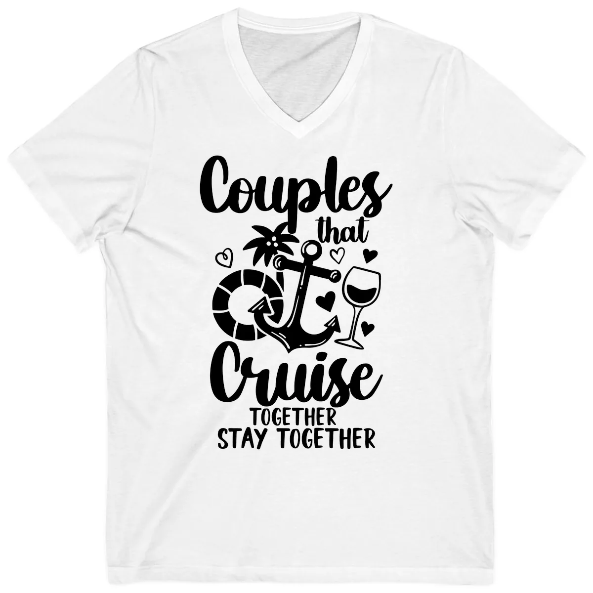 Couples That Cruise Together V-Neck in White