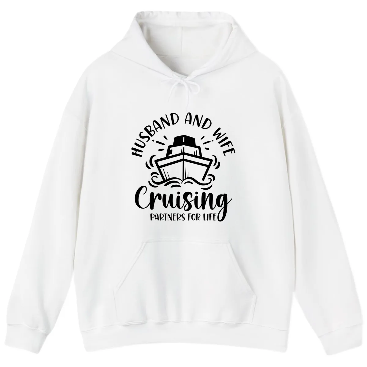 Husband And Wife Cruising Partners Hoodie in White