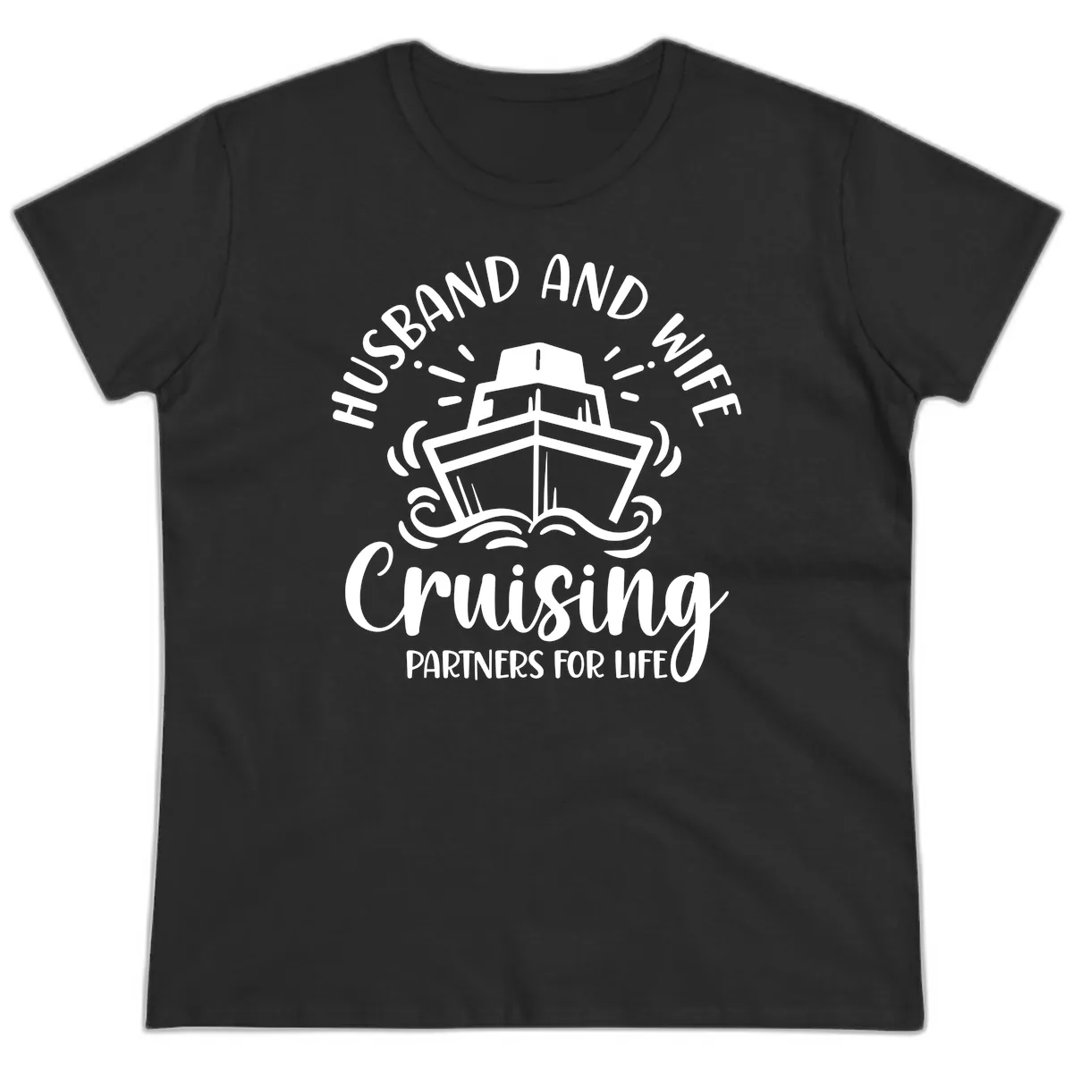 Husband And Wife Cruising Partners Ladies Tee in Black