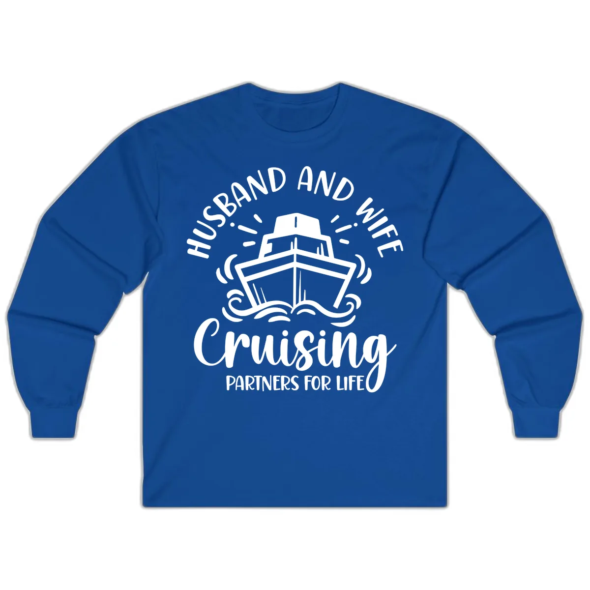 Husband And Wife Cruising Partners Long Sleeve in Royal