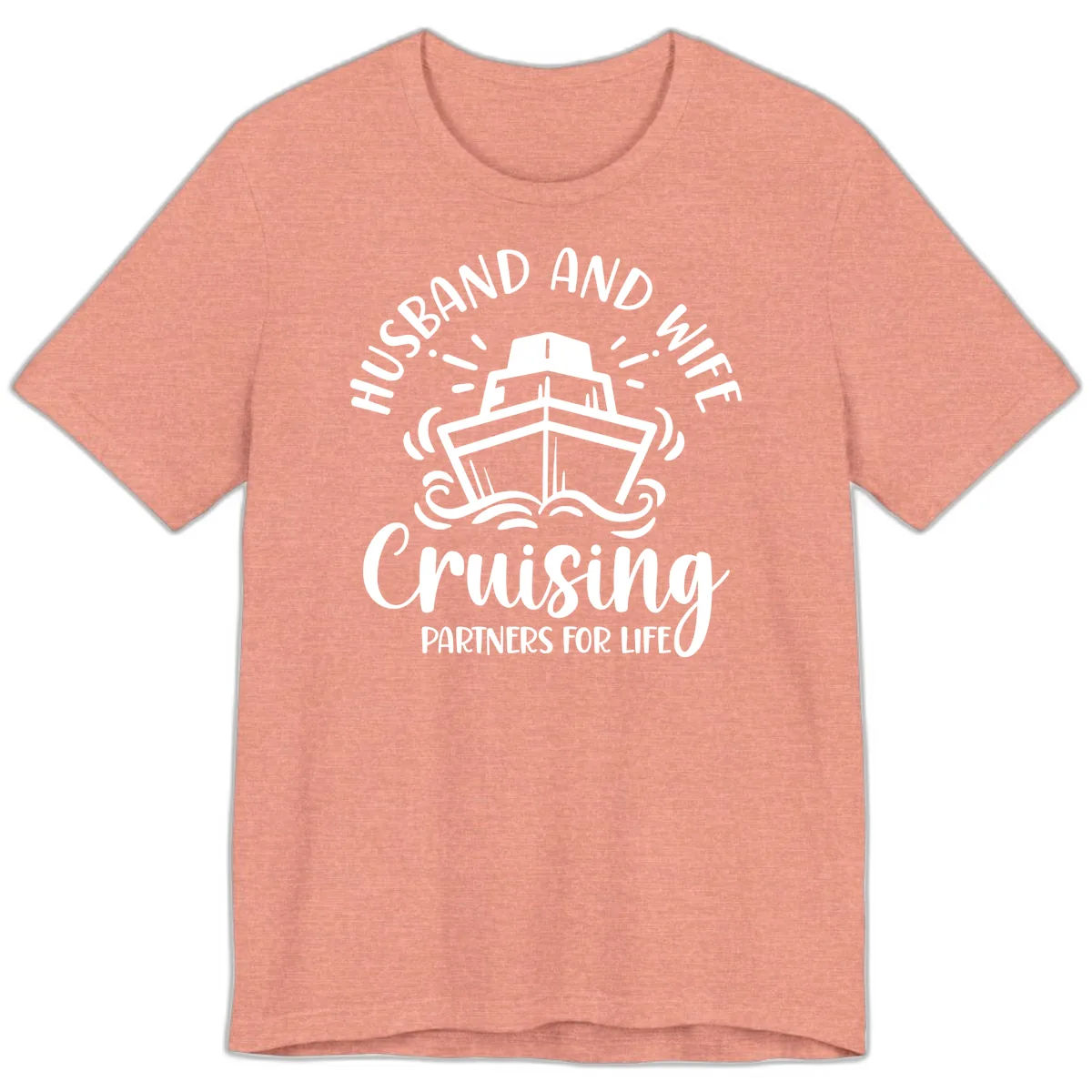 Husband And Wife Cruising Partners Premium T-Shirt in Heather Sunset