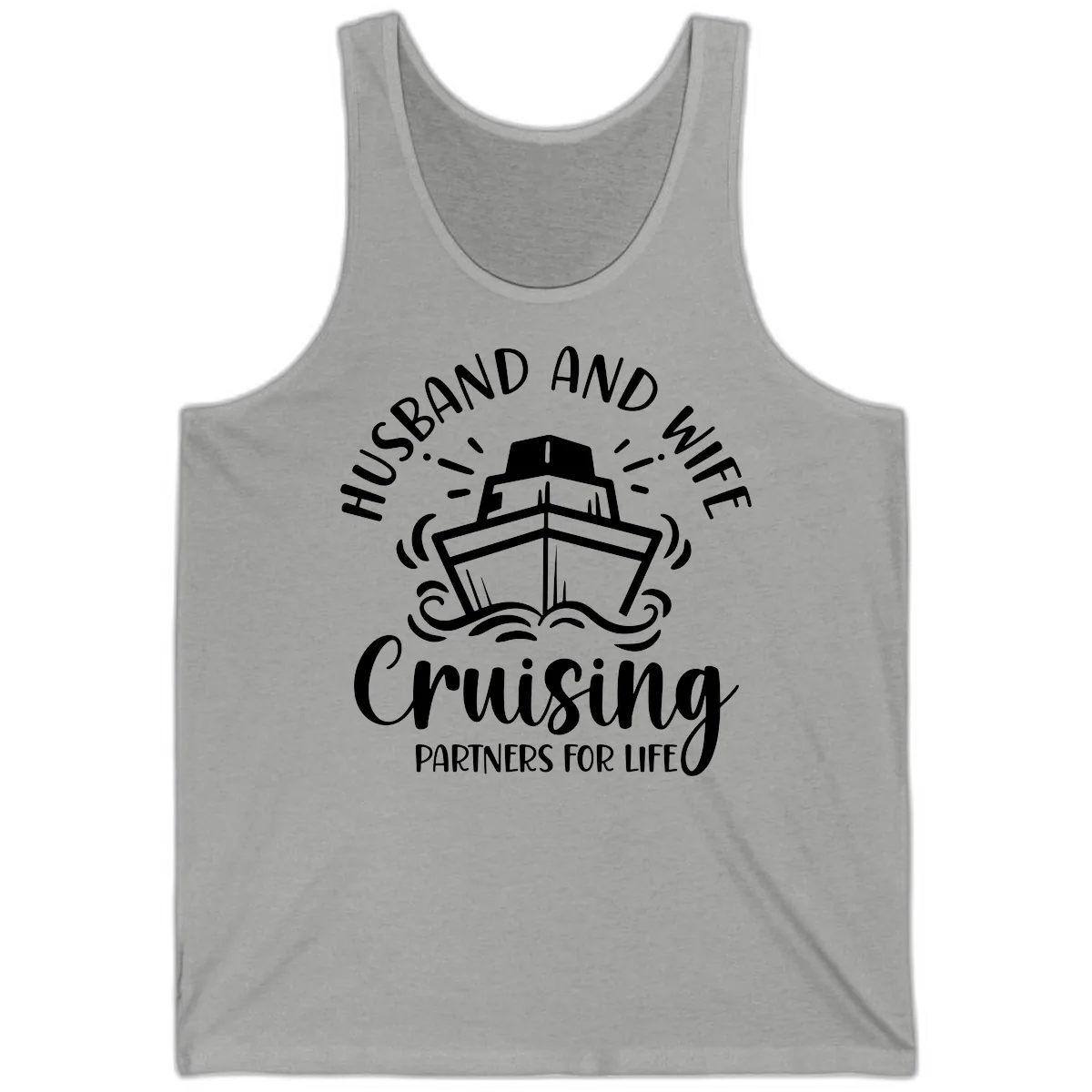 Husband And Wife Cruising Partners Tank in Athletic Heather