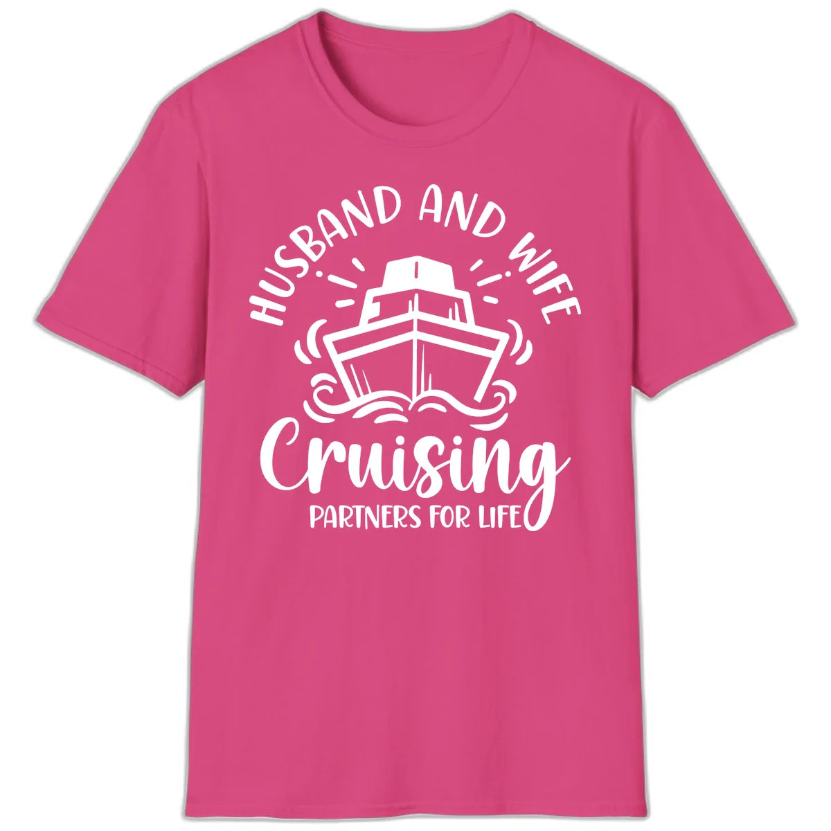 Husband And Wife Cruising Partners T-Shirt in Heliconia