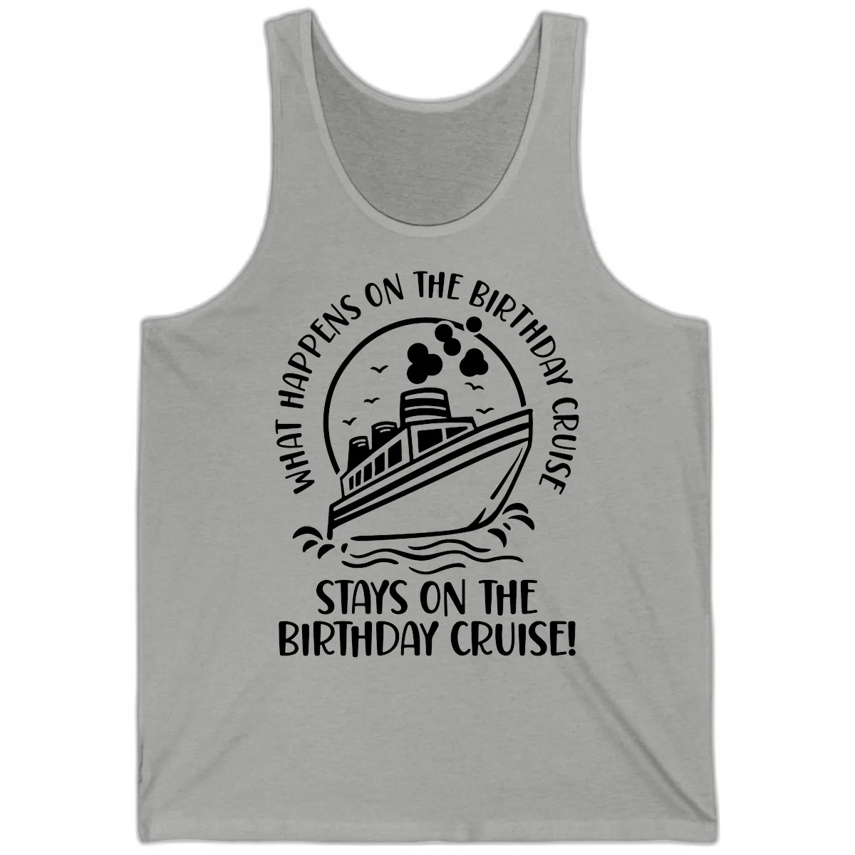 What Happens On The Birthday Cruise Tank in Athletic Heather