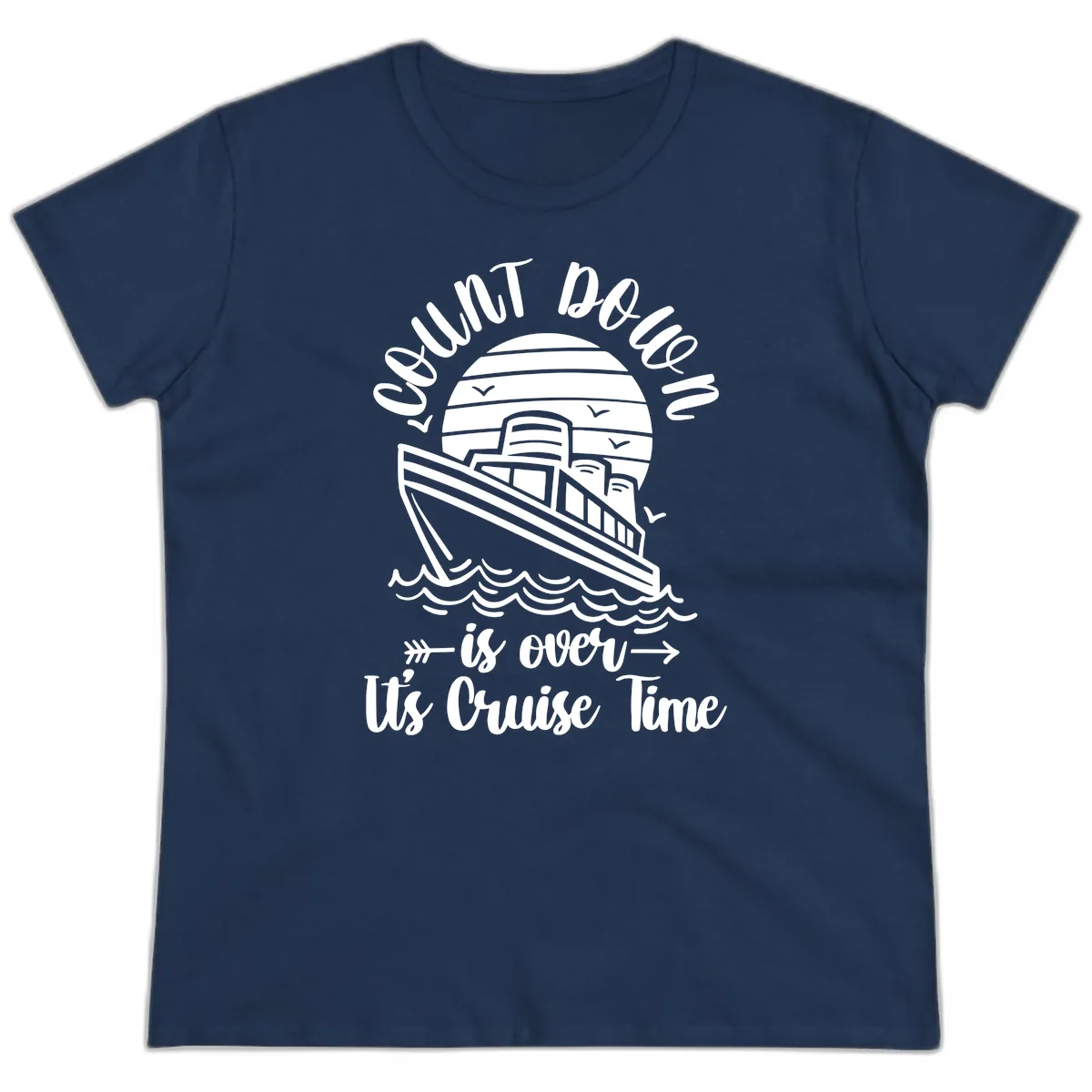 Lobster Do You Want Us Over Cruise Time Ladies Tee in Navy