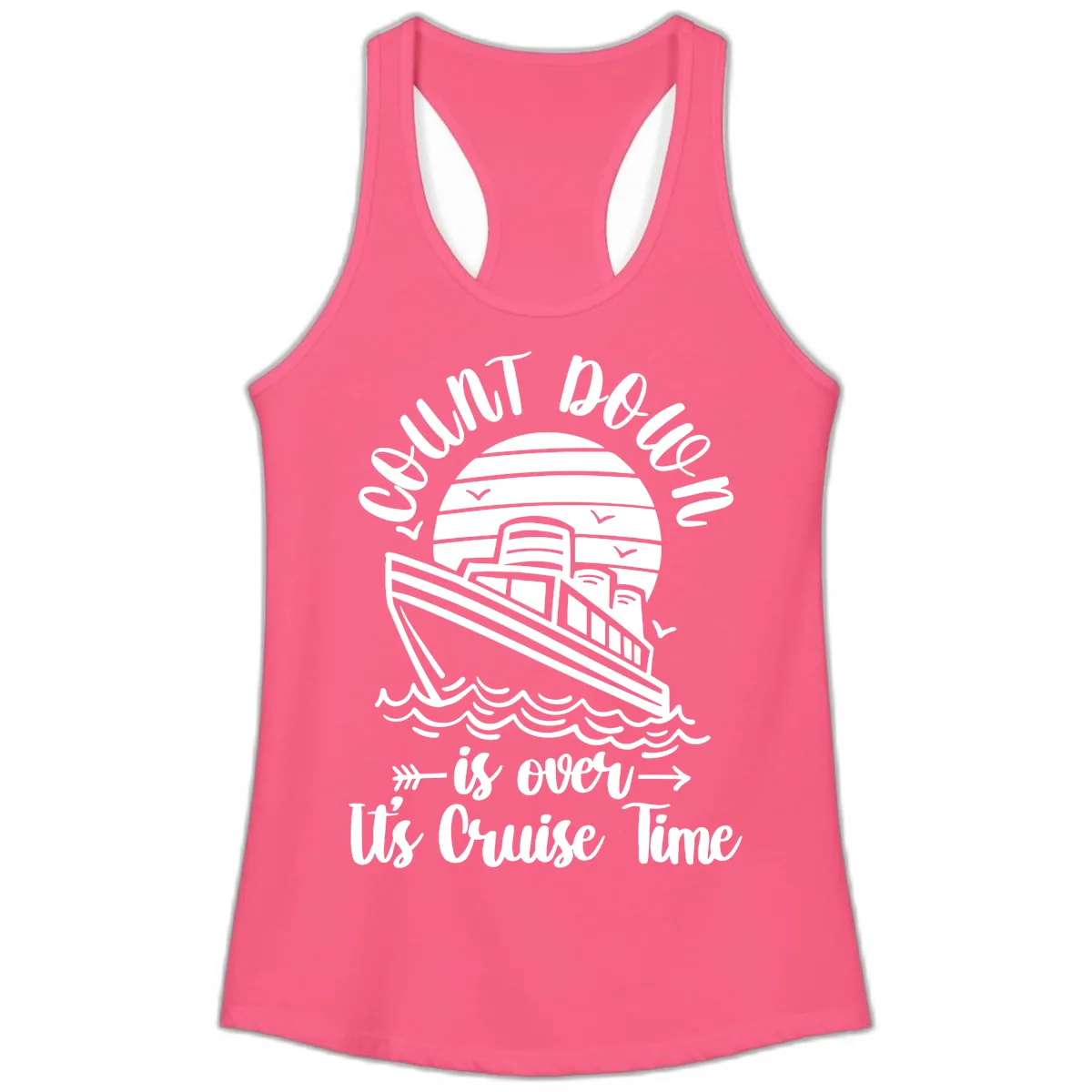 Lobster Do You Want Us Over Cruise Time Ladies Tank in Solid Hot Pink
