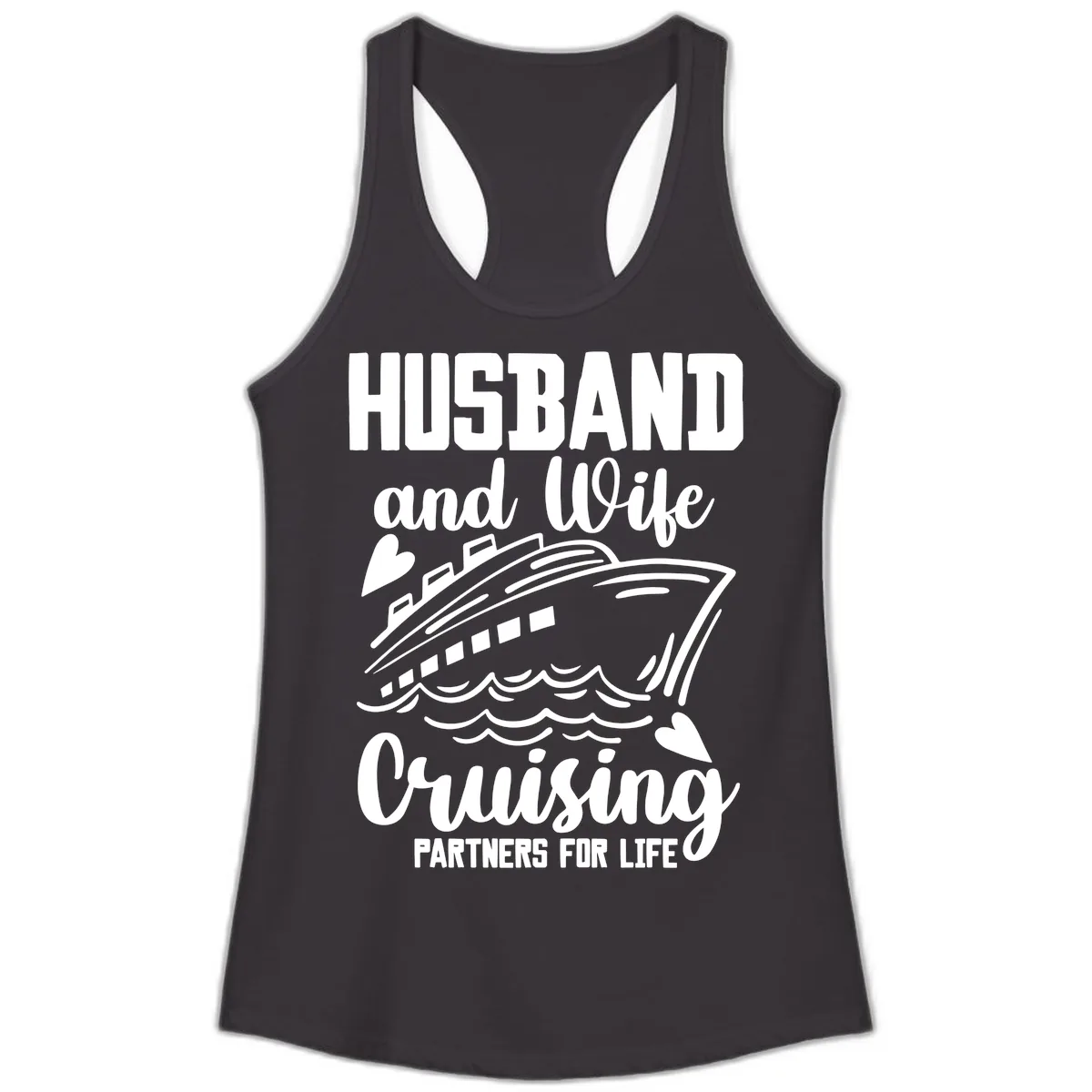 Husband and Wife Cruising Partners For Life Ladies Tank in Black
