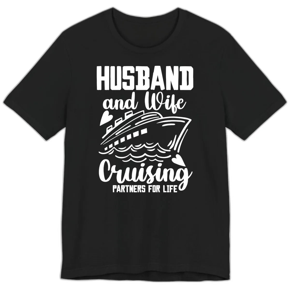 Husband and Wife Cruising Partners For Life Premium T-Shirt in Black