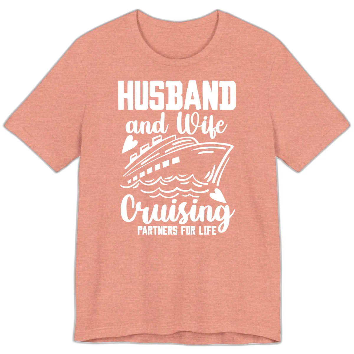 Husband and Wife Cruising Partners For Life Premium T-Shirt in Heather Sunset