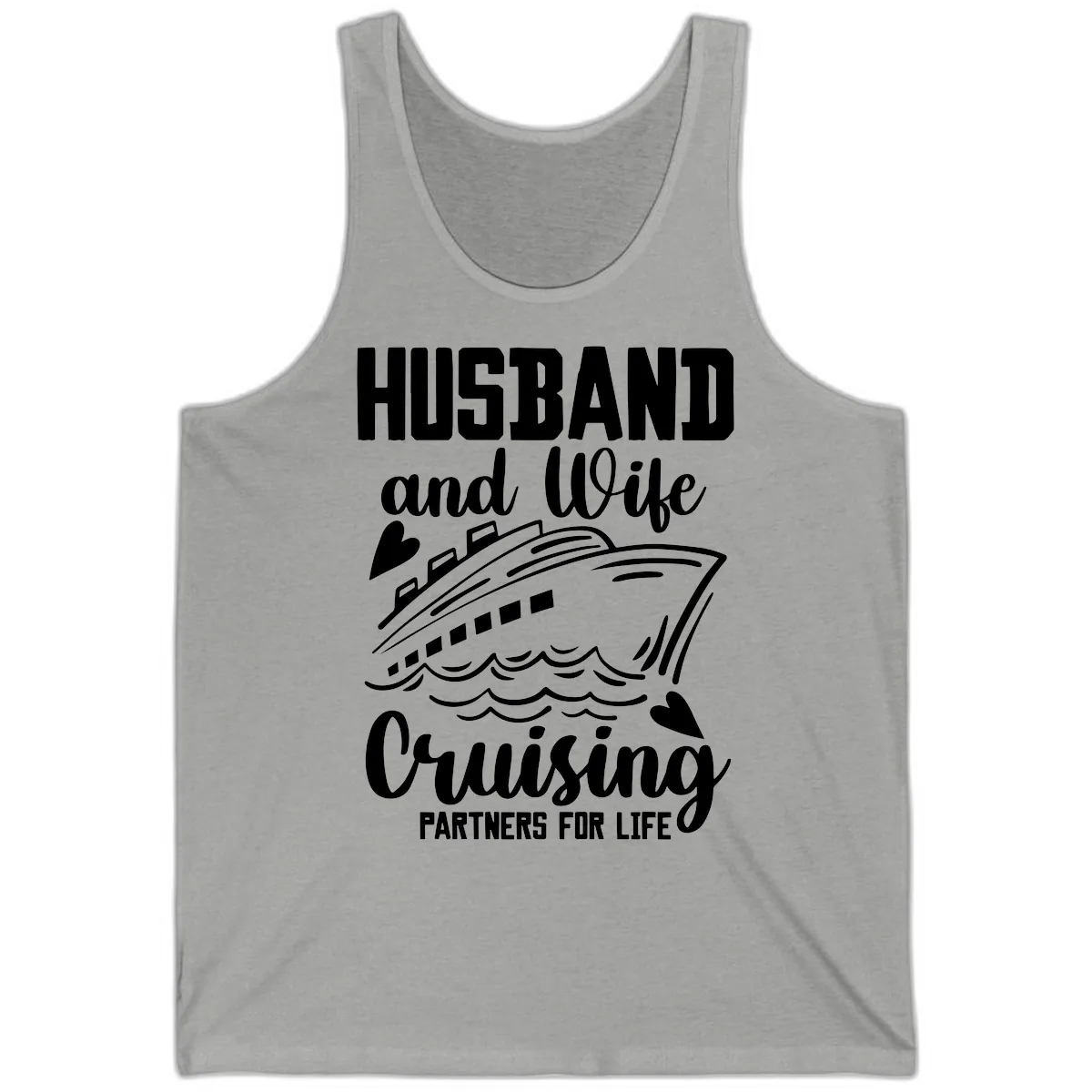 Husband and Wife Cruising Partners For Life Tank in Athletic Heather