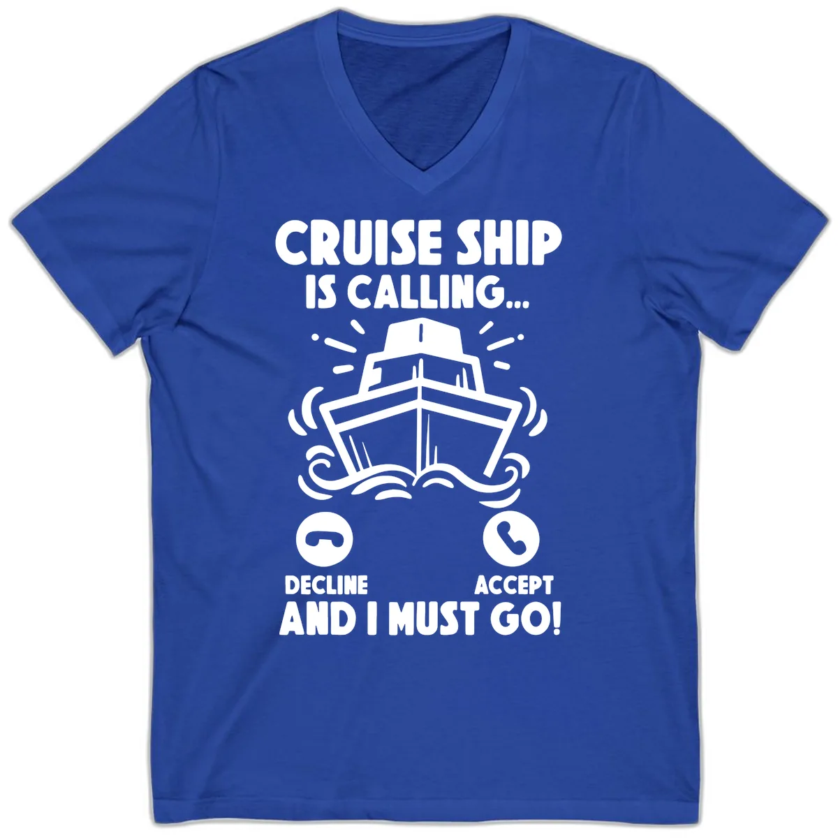 Cruise Ship Is Calling V-Neck in True Royal