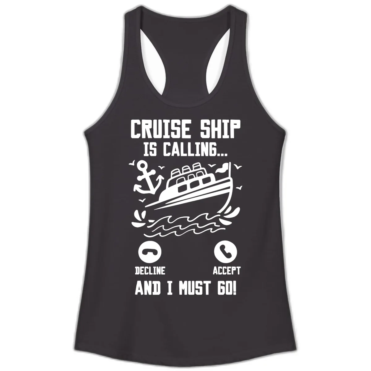 Cruise Ship Is Calling Ladies Tank in Black