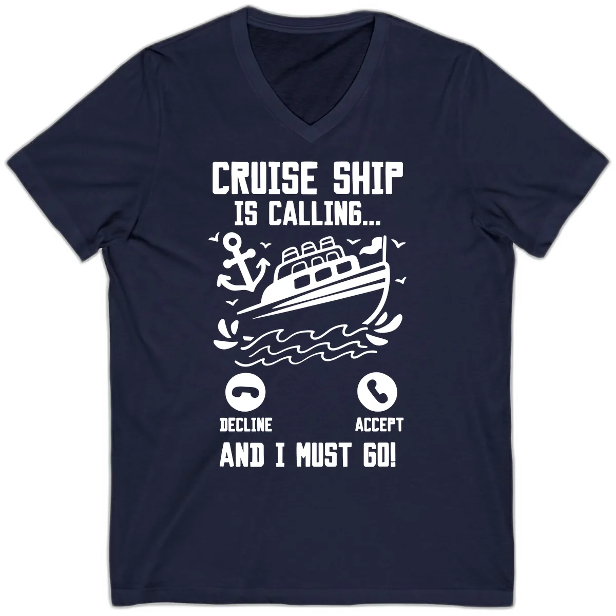 Cruise Ship Is Calling V-Neck in Navy