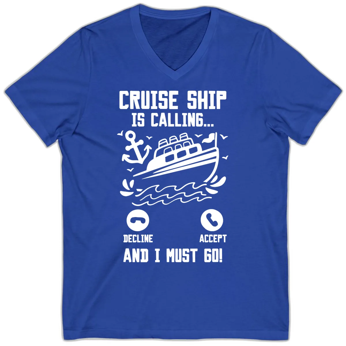 Cruise Ship Is Calling V-Neck in True Royal