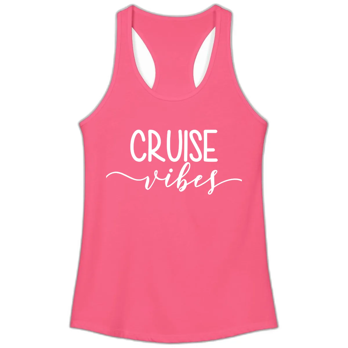 Cruise Vibes Ladies Tank in Solid Hot Pink