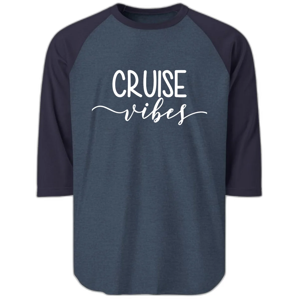 Cruise Vibes Raglan 3/4 in Heather Denim Navy