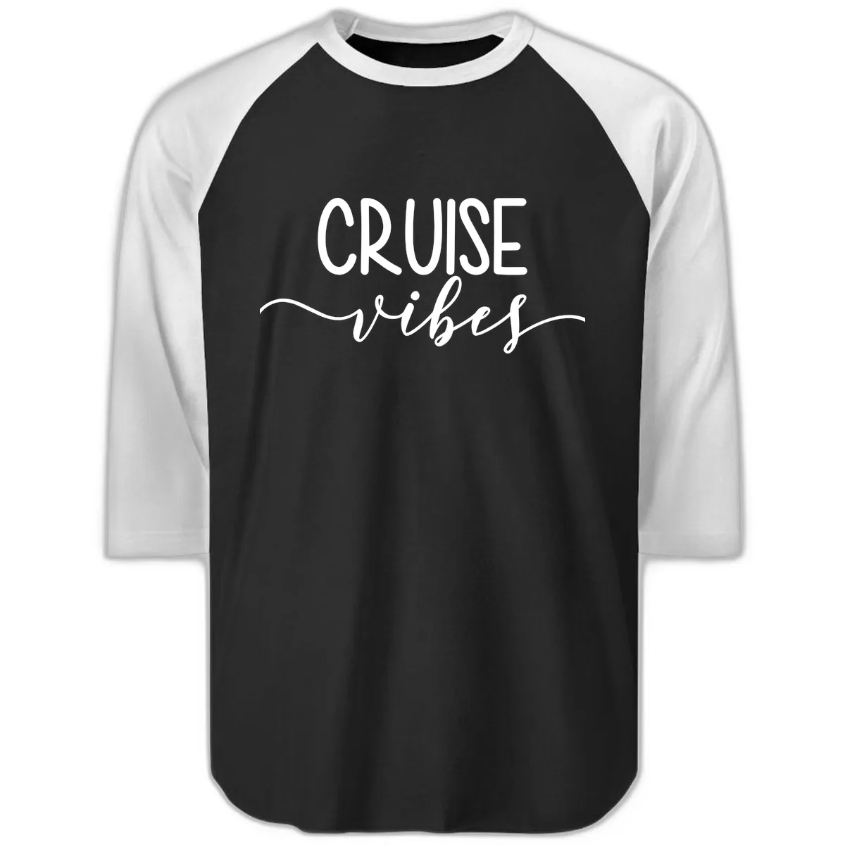 Cruise Vibes Raglan 3/4 in Black White