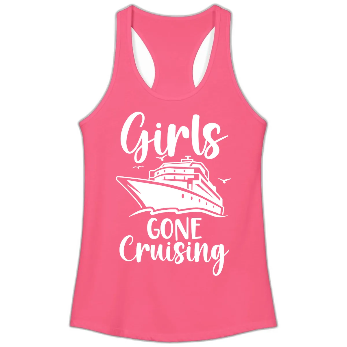 Girls Gone Cruising Ladies Tank in Solid Hot Pink