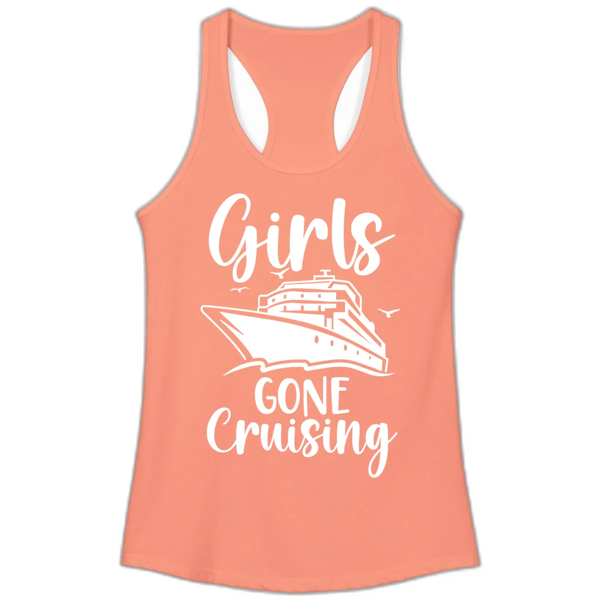 Girls Gone Cruising Ladies Tank in Solid Light Orange