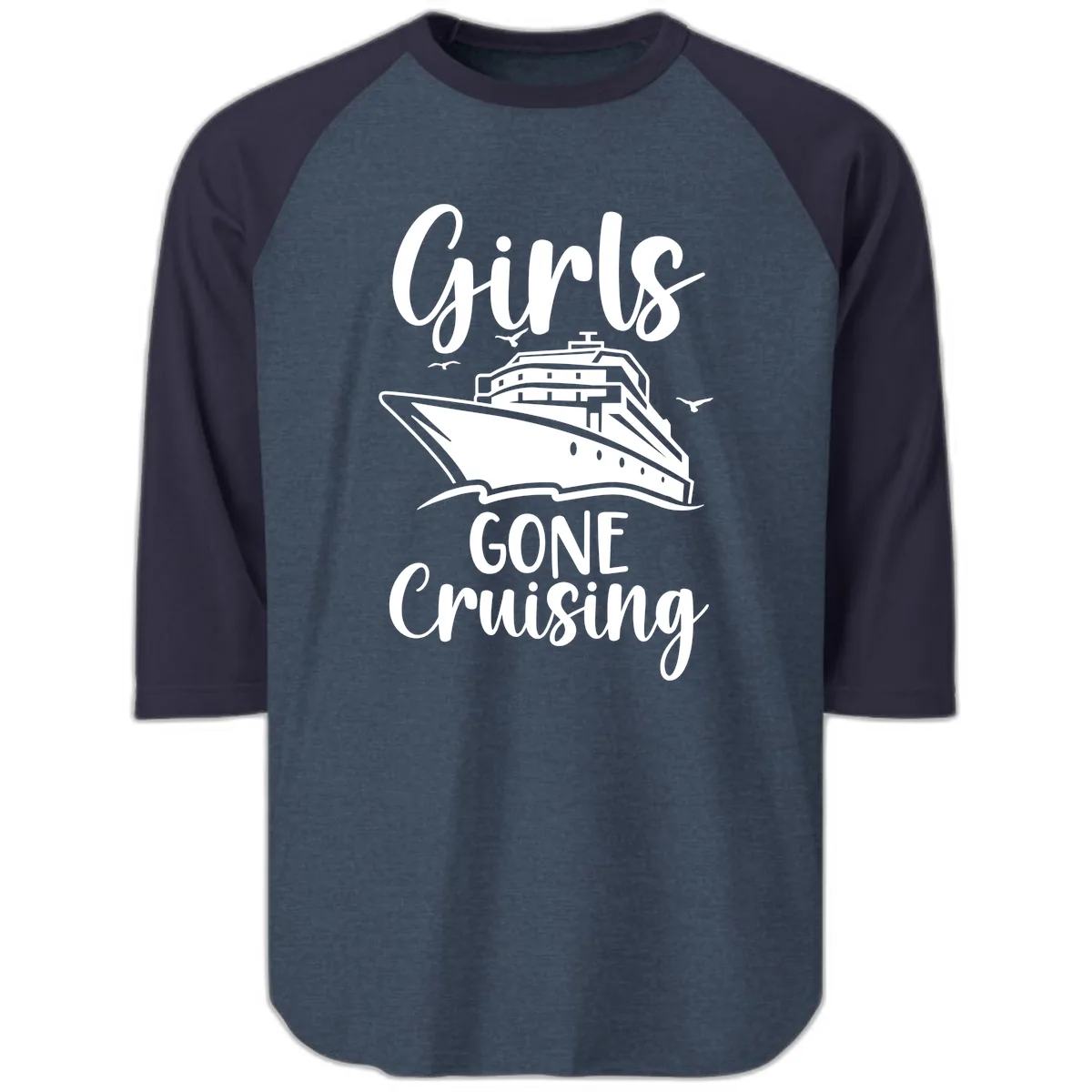 Girls Gone Cruising Raglan 3/4 in Heather Denim Navy