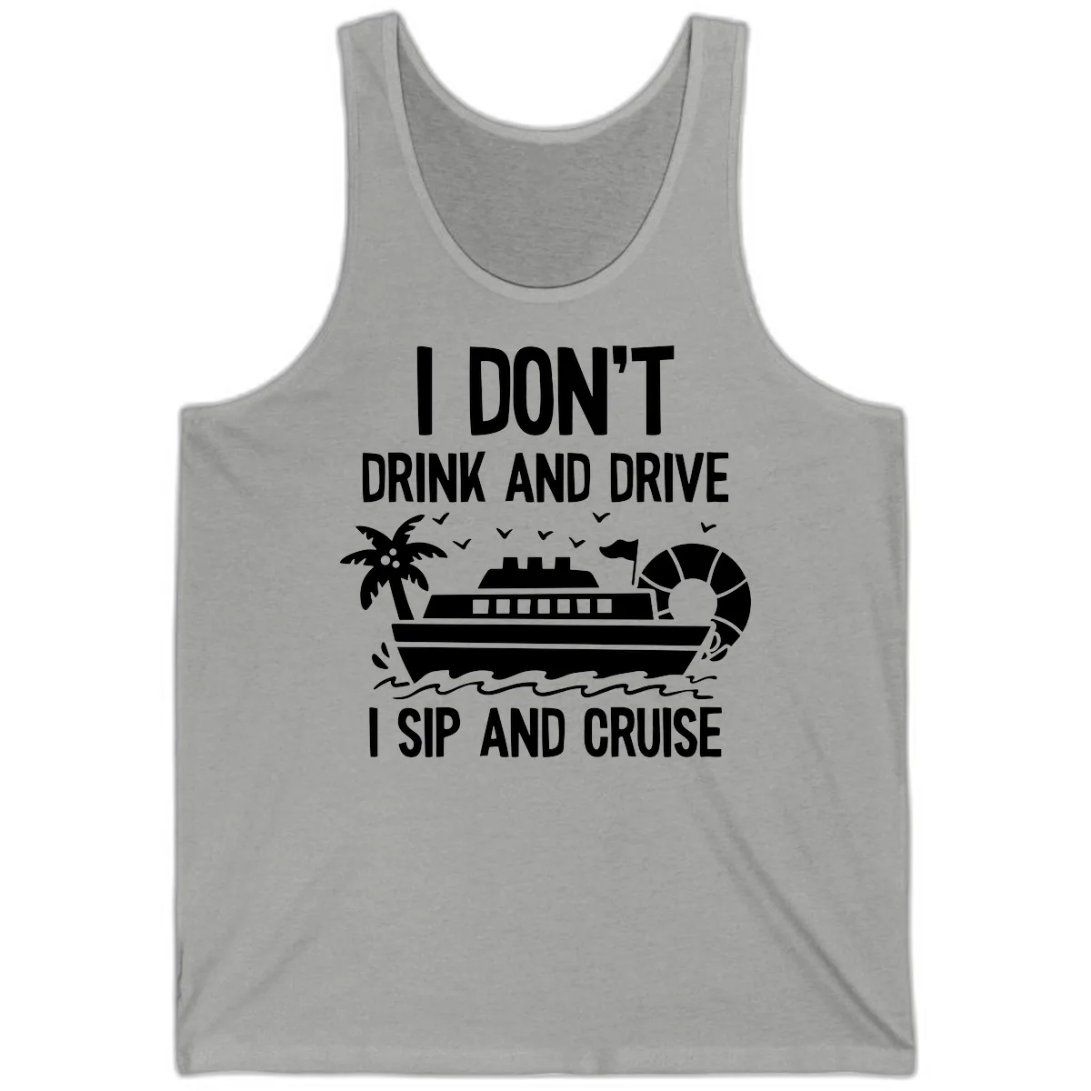 Sip And Cruise Funny Nautical Design Tank in Athletic Heather
