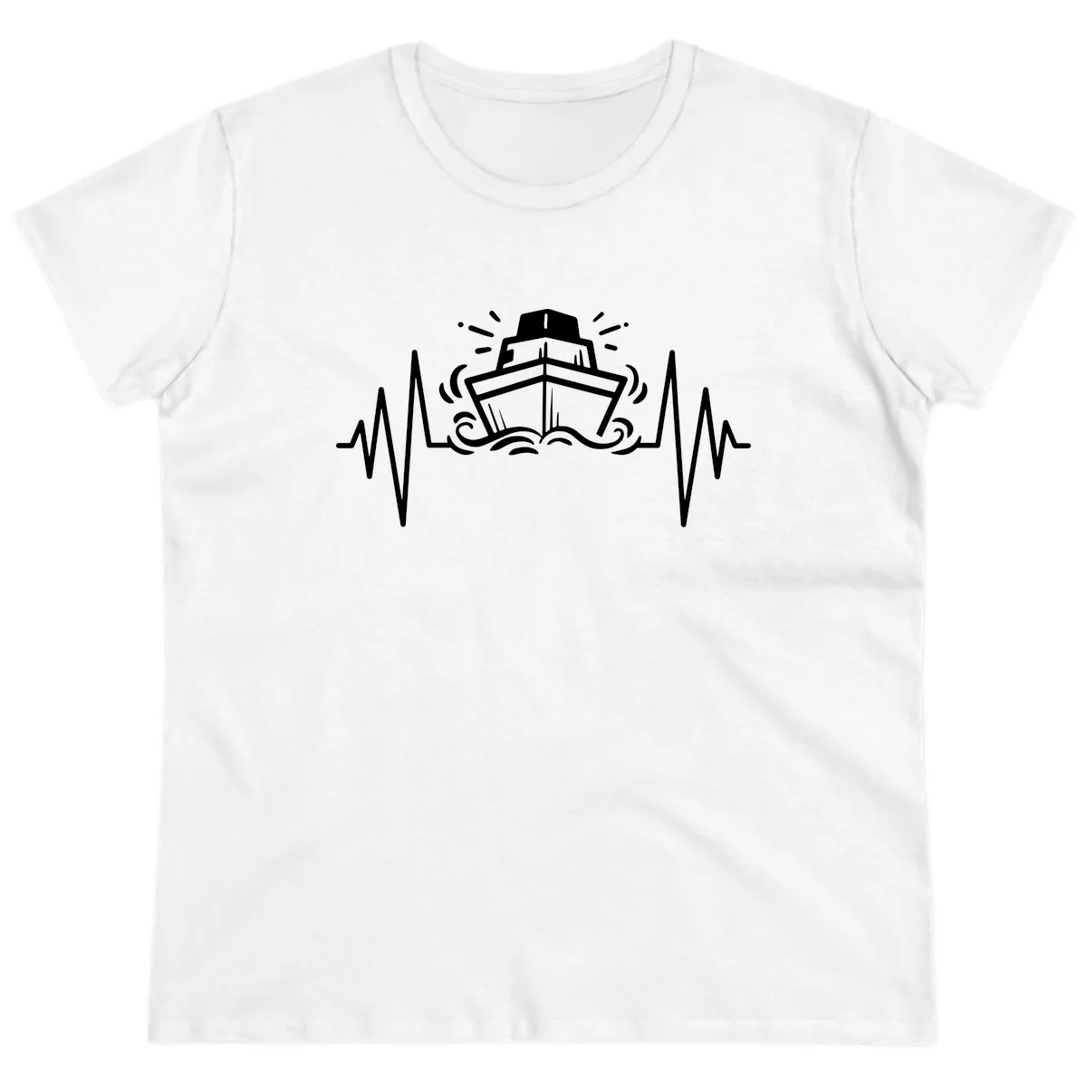 Cruise Ship Heartbeat Ladies Tee in White