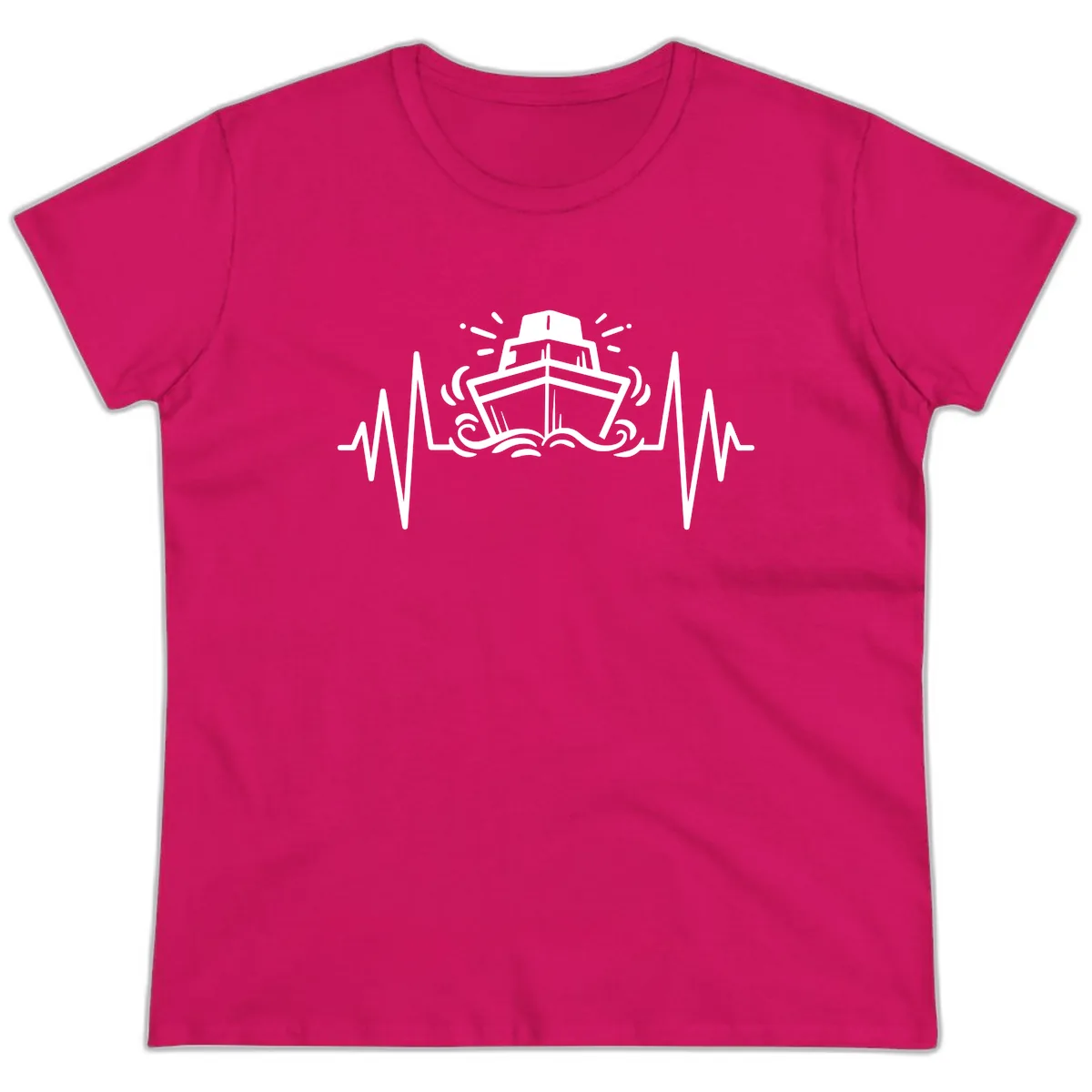 Cruise Ship Heartbeat Ladies Tee in Heliconia