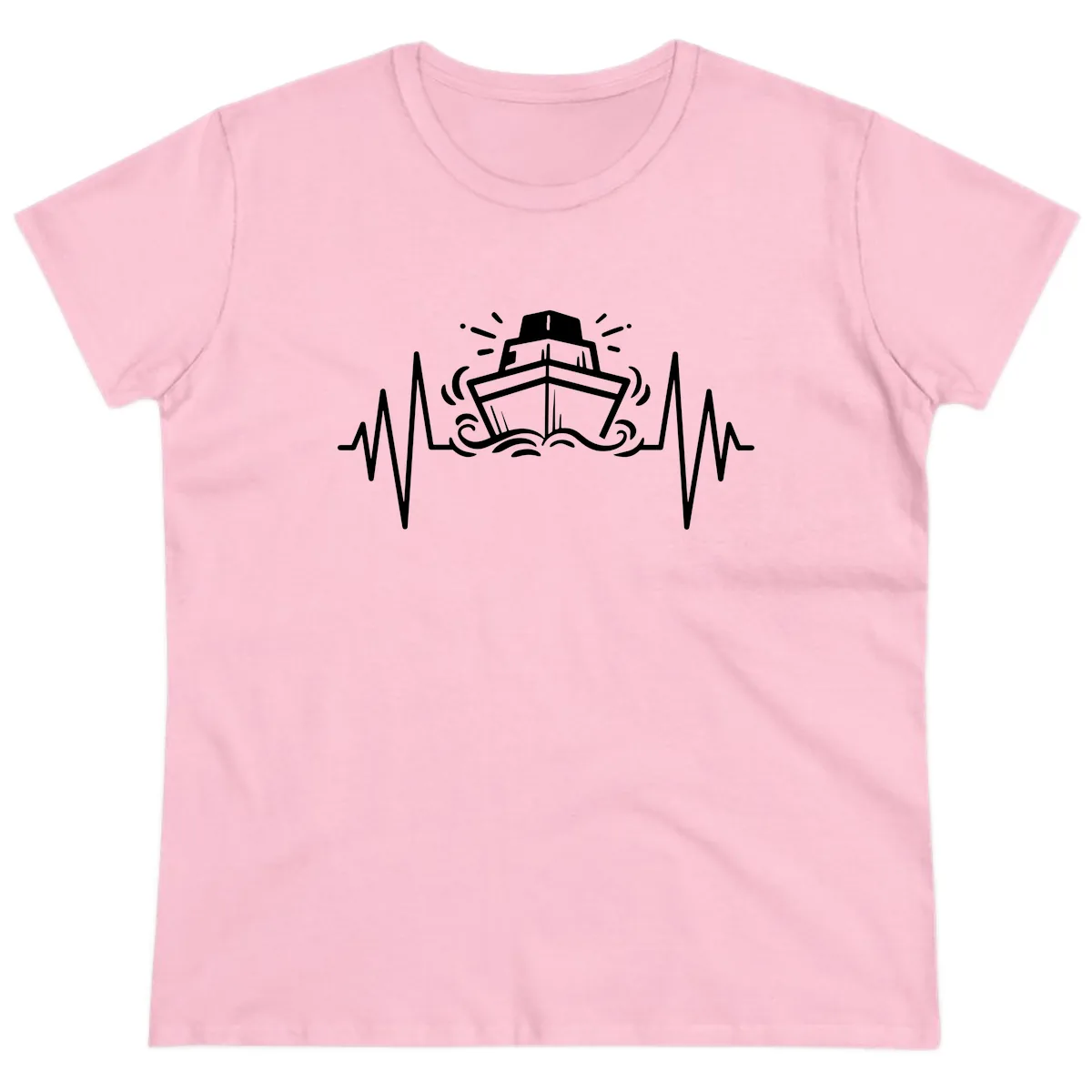 Cruise Ship Heartbeat Ladies Tee in Light Pink