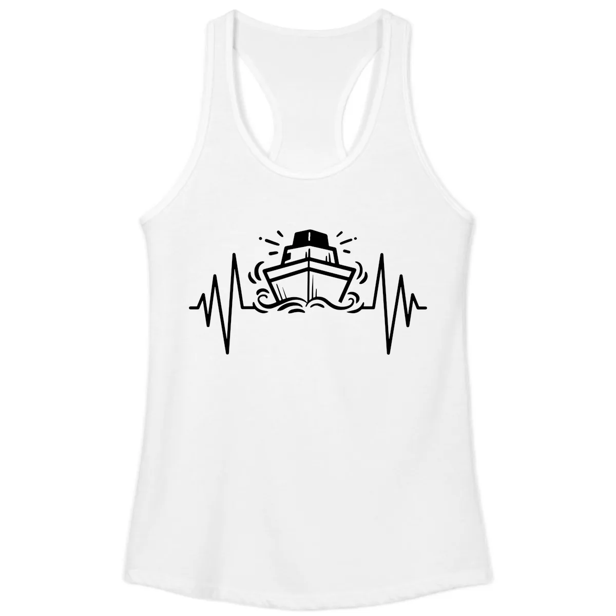 Cruise Ship Heartbeat Ladies Tank in White