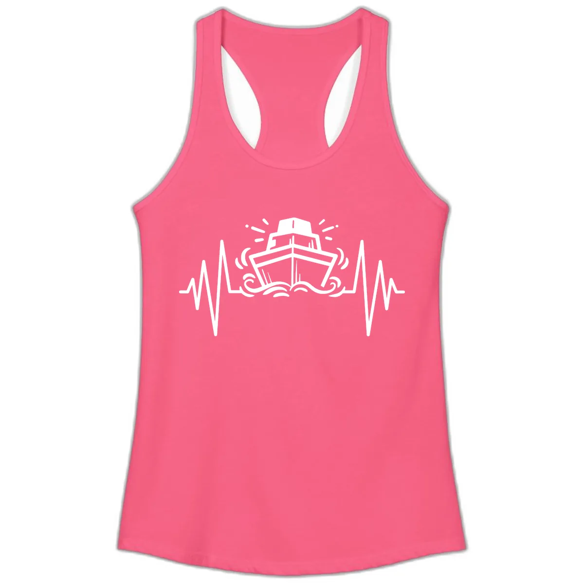 Cruise Ship Heartbeat Ladies Tank in Solid Hot Pink