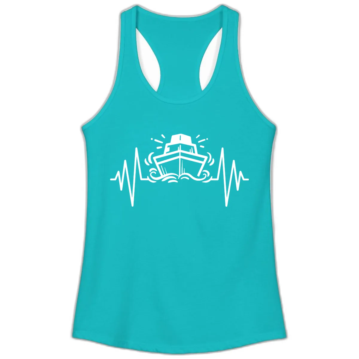 Cruise Ship Heartbeat Ladies Tank in Tahiti Blue