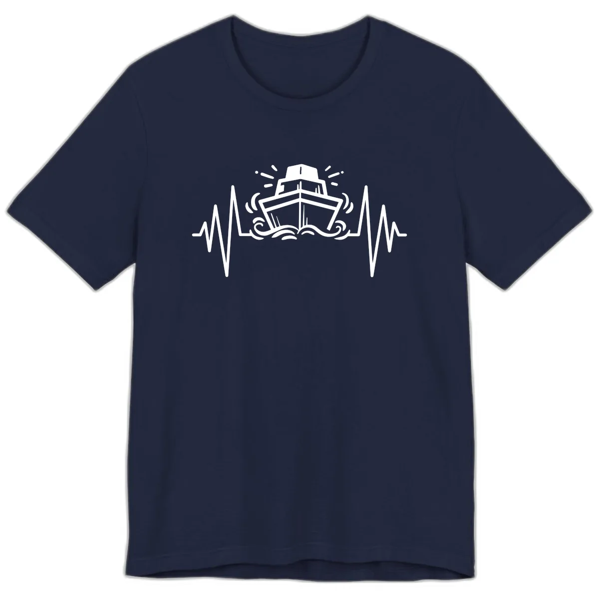 Cruise Ship Heartbeat Premium T-Shirt in Navy