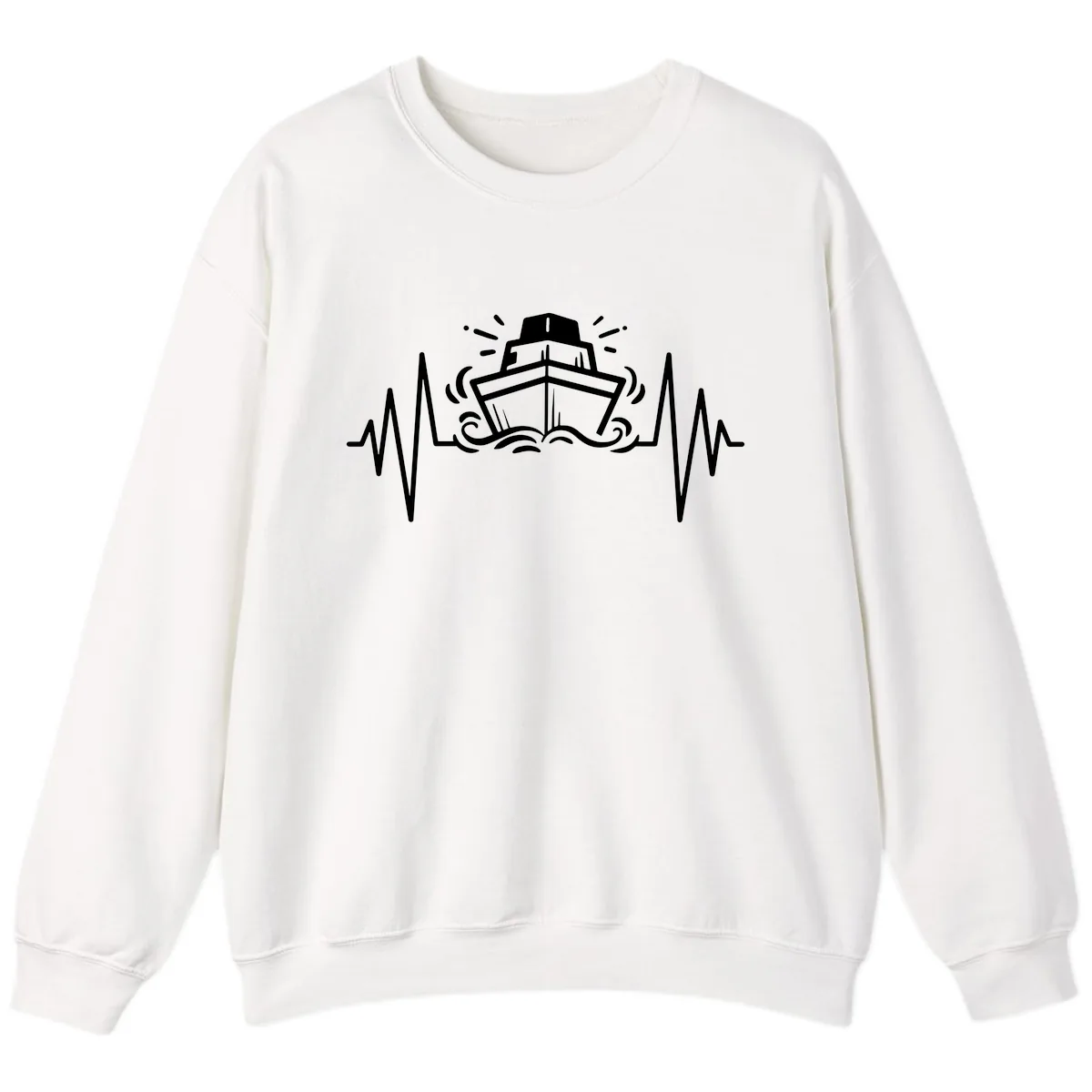 Cruise Ship Heartbeat Sweatshirt in White