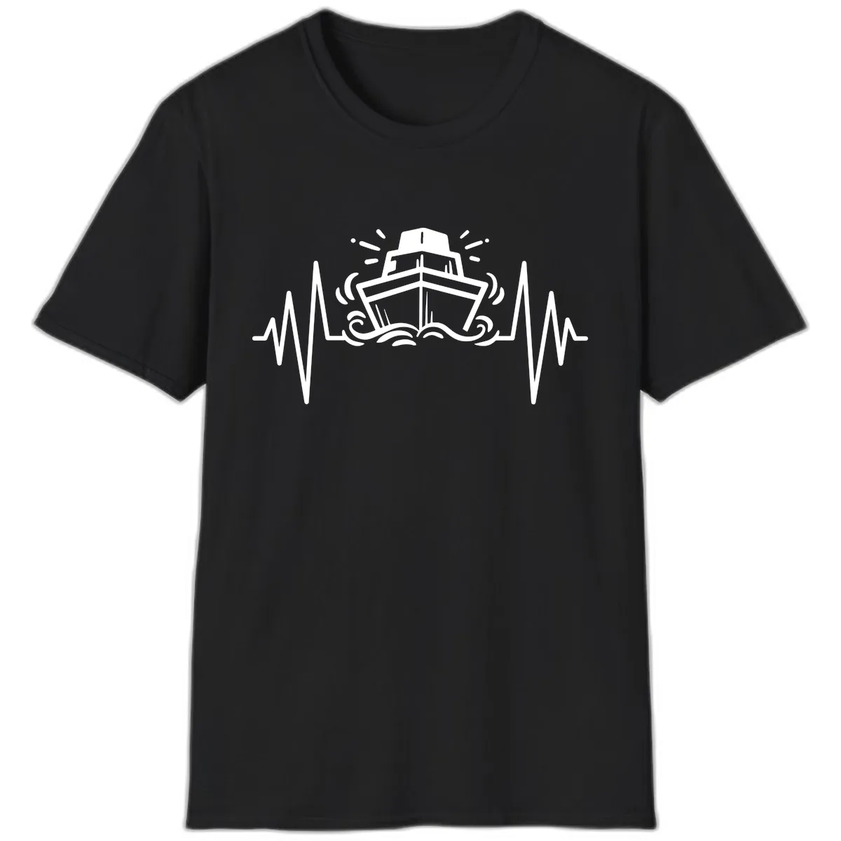 Cruise Ship Heartbeat T-Shirt in Black